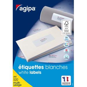 Universal-Etiketten, 38, 1 x 21, 2 mm, weiß agipa 102199 (3270241021998)