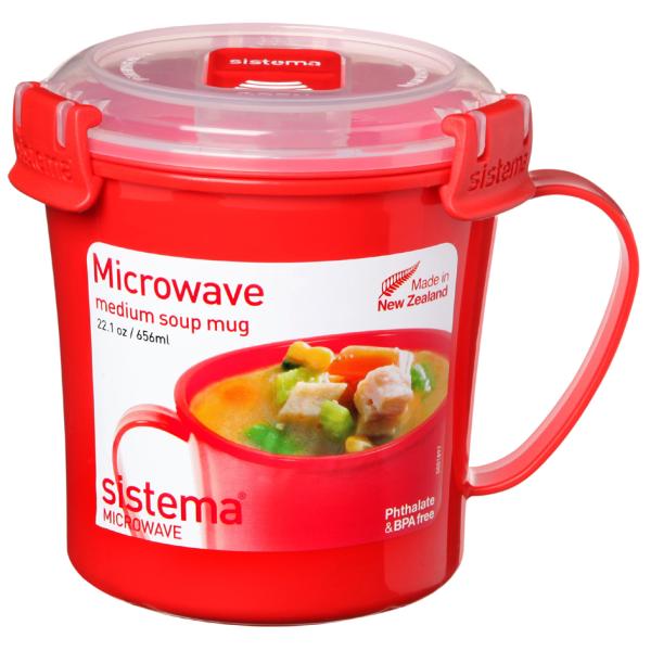 Mikrowellendose MEDIUM SOUP MUG, 650 ml, rot Sistema 1107 (9414202011077)
