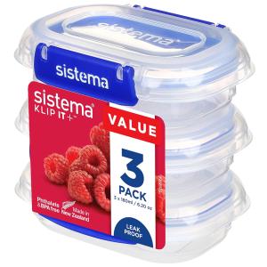 Frischhaltedose KLIP IT PLUS, 180 ml, blau, 3er Set Sistema 881523 (9414202885234)