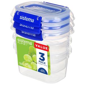 Frischhaltedose KLIP IT PLUS, 400 ml, blau, 3er Set Sistema 881543 (9414202885432)
