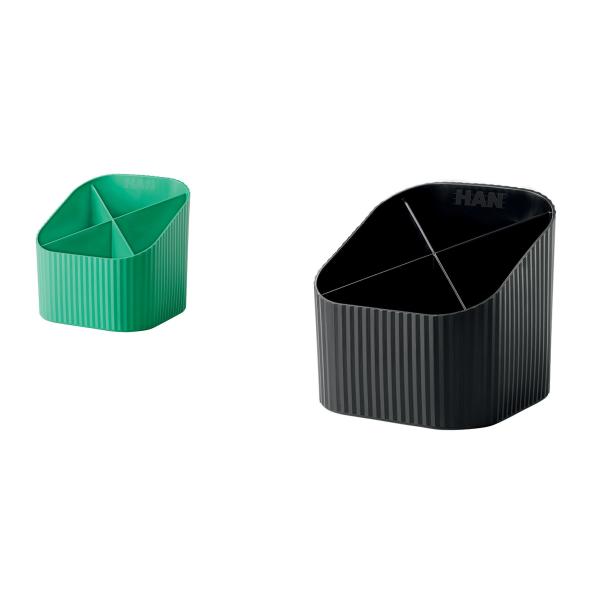 Han Stiftehalter X-loop Grau 100% Recyclingmaterial 4 Fächer 11,1 X 12,1 X 10,6 Cm 17238-991 (4012473172890)