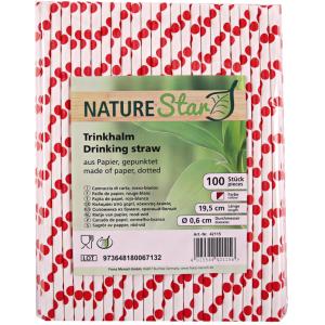 Papier-Trinkhalm, 197 mm, rot/ weiß gepunktet NATURE Star 42115 (4015544421156)