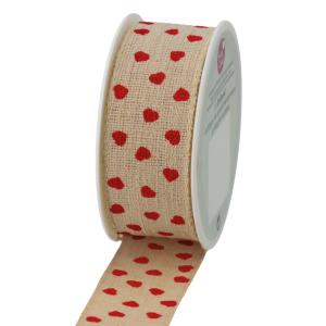 Geschenkband auf Spule 'Valentin', creme / rot SUSY CARD 40061054 (4050498349330)