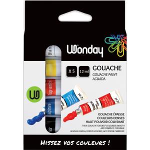 Gouachefarbe 12 ml, farbig sortiert, 5er Etui Wonday APN400092 (3701254706805)