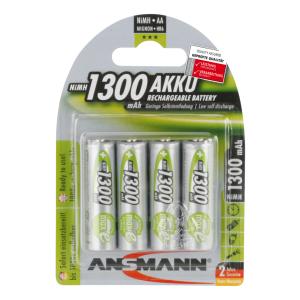 NiMH Akku, Mignon AA, 4er Blister, 1.300 mAh ANSMANN 5030792 (4013674030798)