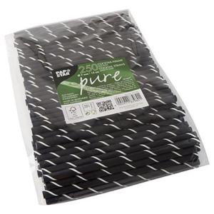 Papier-Trinkhalm 'pure', 150 mm, schwarz / weiß PAPSTAR 87980 (4002911879801)