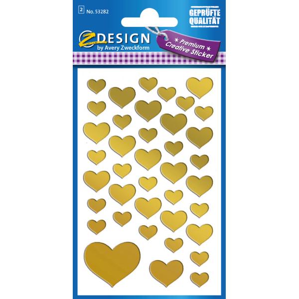 ZDesign CREATIVE Sticker 'Herzen', gold AVERY Zweckform 53282 (4004182532829)