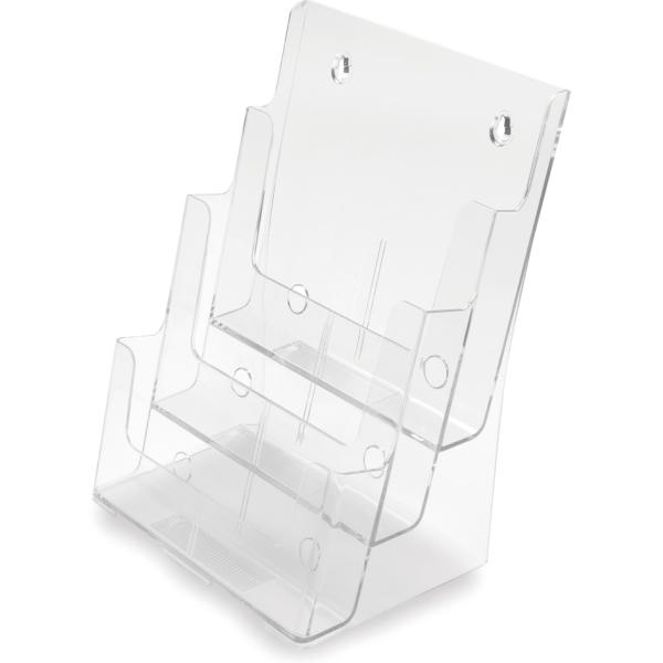 Prospekthalter, 1/ 3 DIN A4 hoch, 3 Fächer, glasklar deflecto LHPT431 (5055425956888)