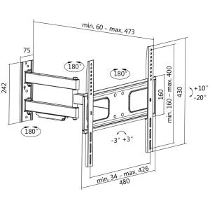 TV-Wandhalterung Full Motion, für 81, 28 - 139, 7 cm LogiLink BP0015 (4052792042627)