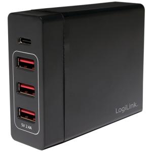 USB-Tisch-Ladegerät, 4-Port, 60 Watt, schwarz LogiLink PA0122 (4052792038699)