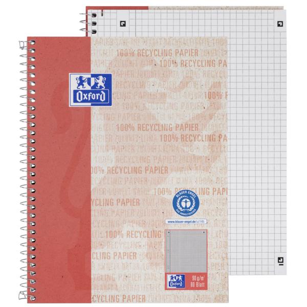 Collegeblock A5+ liniert 80 Blatt 90 g qm Recycling 6-fach Lochung Rand links OXFORD 400159376 (4006144042100)