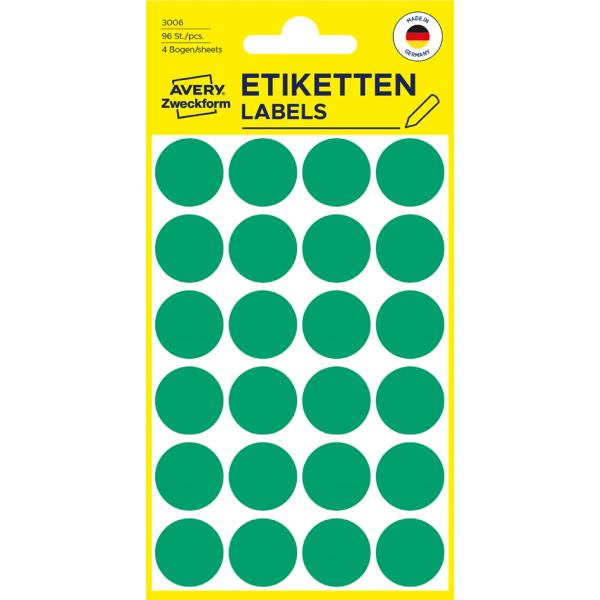 Markierungspunkte, Durchmesser 18 mm, grün AVERY Zweckform 3006 (4004182030066)