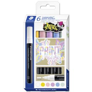 Acrylmarker Lumocolor paint marker PASTEL, 6er Etui STAEDTLER 349 C6-1 (4007817142219)