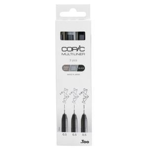 Fineliner MULTILINER, grau/ schwarz, 3er Set COPIC 22075633 (4013695266060)