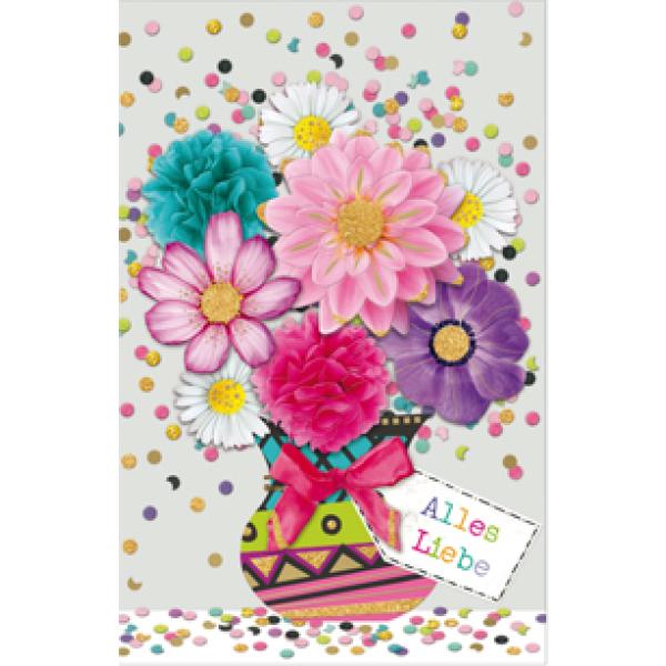Geburtstagskarte Confetti 'Blumenstrauß' SUSY CARD 40058283 (4050498343338)