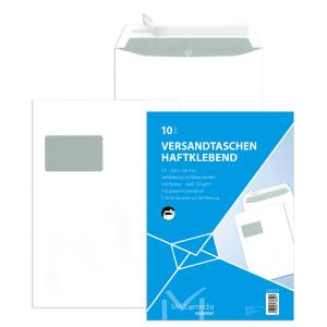 Versandtasche C4,haftklebend m.Abdeckstr.m.F.weißm.ID,120 g qm,10 Stück MAILMEDIA 30002514 (4003928388423)
