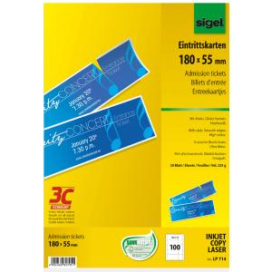 Eintrittskarten, 180 x 55 mm, bedruckbar, hochweiß sigel LP714 (4004360827051)