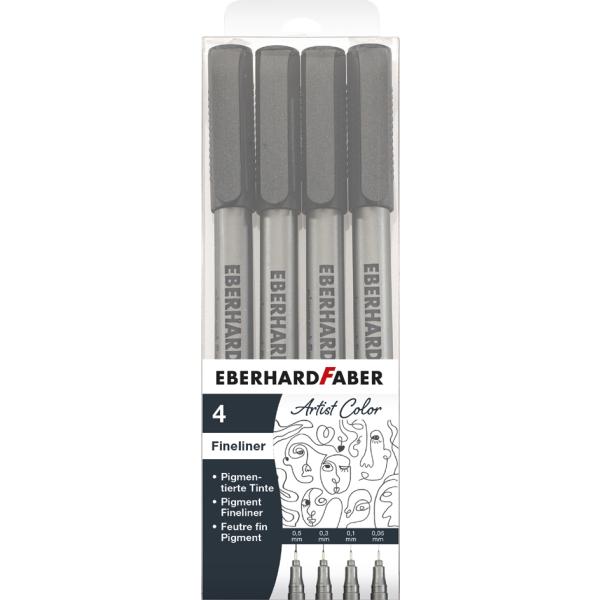 EBERHARD FABER Pigment Fineliner schwarz 4 Stück Etui