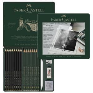 Faber-castell Pitt Graphite Matt Bleistift-set B, Hb, 2b, 3b, 4b, 5b, 6b, 7b, 8b, 10b, 12b, 14b Schwarz/grün Mit Radiere