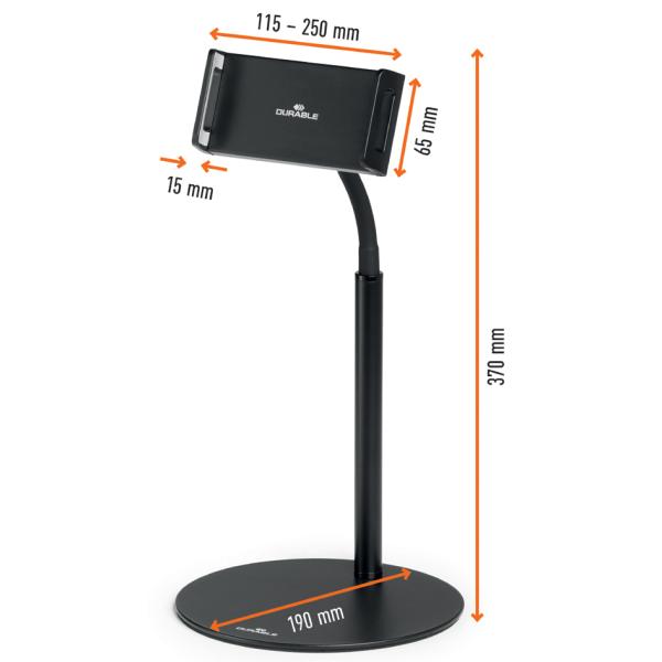 Durable Tablet-halterung Twist Table 894101 Schwarz Für 1 Tablet, Stangenhalterung (4005546738147)