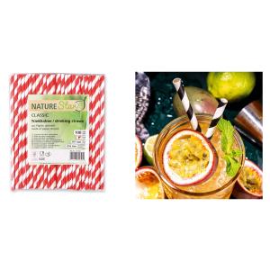 Papiertrinkhalme Classic, 197 mm, rot/ weiß NATURE Star 421050 (4015544716979)