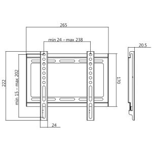 TV-Wandhalterung, flach, für 58, 42 - 106, 68 cm LogiLink BP0034 (4052792046328)