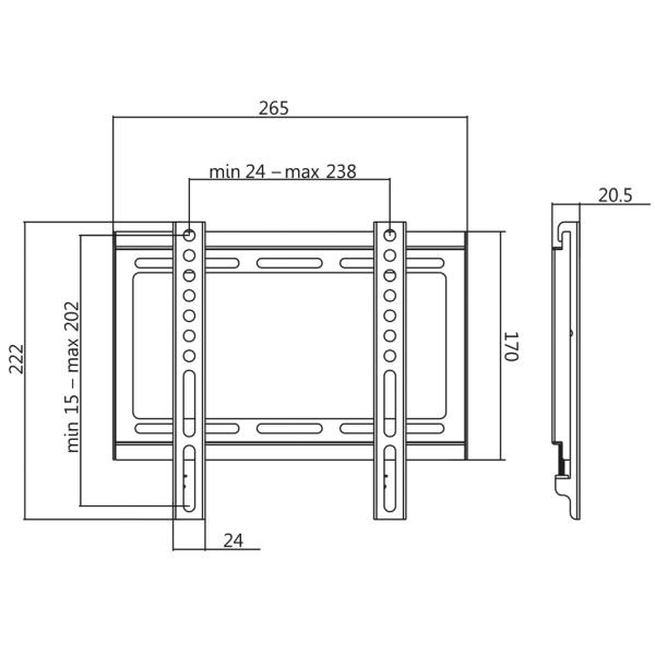TV-Wandhalterung, flach, für 58, 42 - 106, 68 cm LogiLink BP0034 (4052792046328)