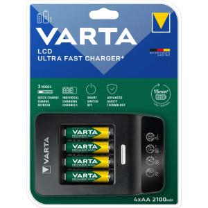 Ladegerät LCD Ultra Fast Charger+, inkl. 4x Mignon VARTA 57685101441 (4008496988273)