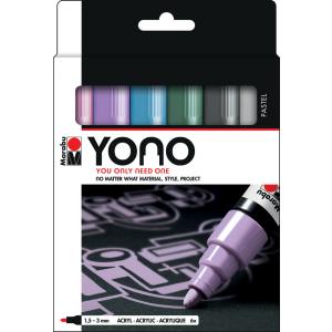 Acrylmarker 'YONO', 1, 5 - 3, 0 mm, 6er Set PASTEL Marabu 1240000004003 (4007751848796)