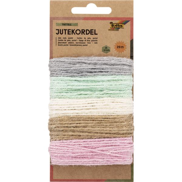 Folia Kordel Jute Farbig Rauh Grau, Hellgrün, Creme, Beige, Rosa 2,0 Mm X 5x 4,0 M 12731 (4001868106466)
