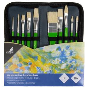 Öl-Pinsel-Set, 10-teilig, im Etui kangaro K-840001 (8712127116152)