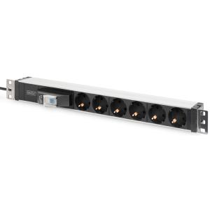 19' Steckdosenleiste, 6-fach, 1HE, mit Schalter DIGITUS DN-95417 (4016032456636)