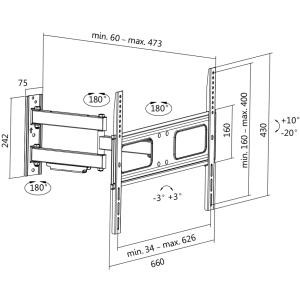 TV-Wandhalterung Full Motion, für 96, 98 - 177, 8 cm LogiLink BP0019 (4052792042665)