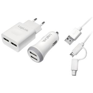 USB-Ladegeräte-Set, 2-teilig, je 2x USB-Kupplung LogiLink PA0137 (4052792041583)
