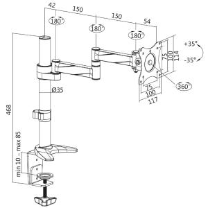 Monitorarm, Aluminium, Armlänge: 396 mm LogiLink BP0076 (4052792054194)
