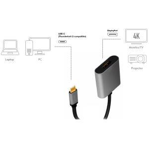 USB-C - DisplayPort Adapterkabel, schwarz/ grau LogiLink CUA0102 (4052792062229)