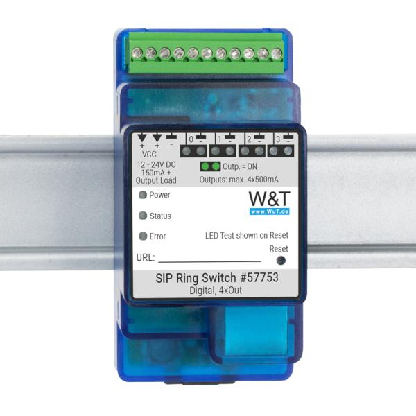 SIP Ring Switch 4xOut, 10/ 100 BaseT, blau W&T 57753 (4010344577539)