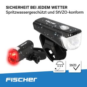 Fahrrad-LED-Batterie-Beleuchtungs-Set, 20 Lux FISCHER 50760 (4008153048494)