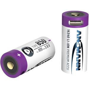 Li-Ion Akku 16340 mit USB-C Kupplung, 850 mAh ANSMANN 1300-0015 (4013674161386)