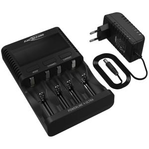 Universal-Ladegerät Powerline 4 Ultra, schwarz ANSMANN 1001-0080 (4013674144679)