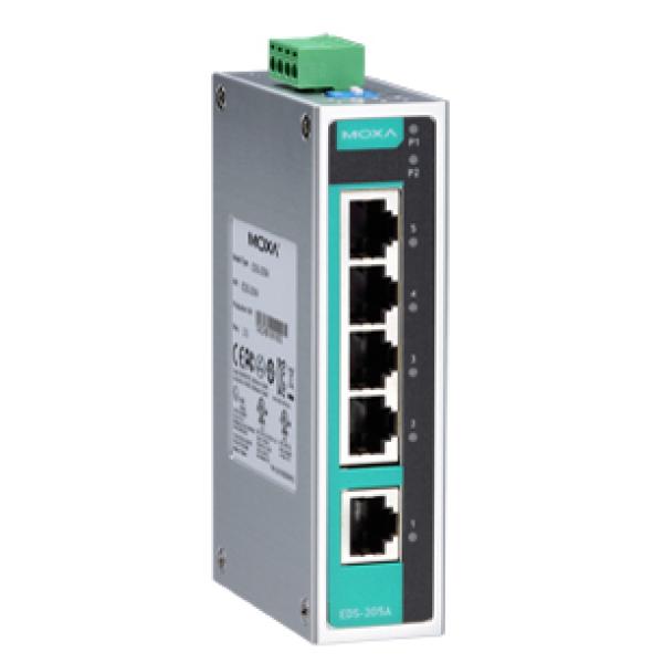 Unmanaged Industrial Ethernet Switch, 5 Port, EDS-205A MOXA