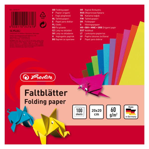 Faltblätter, 200 x 200 mm, farbig sortiert herlitz 300003930 (4008110247618)