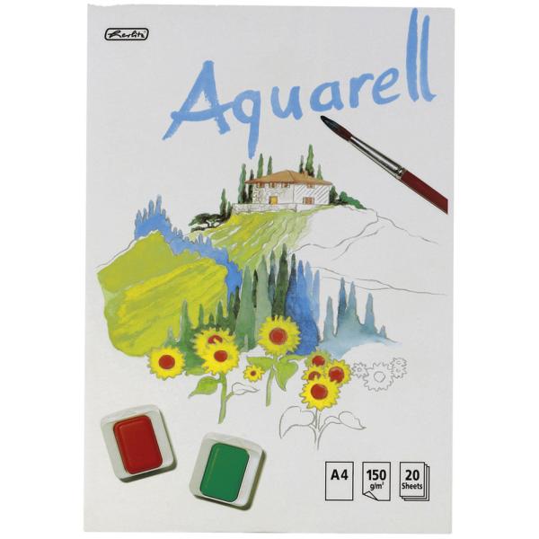 Aquarell-Block, 210 x 298 mm, Inhalt: 20 Blatt herlitz 300004659 (4008110495453)