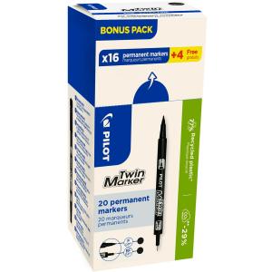 Permanent-Marker Twin Marker, BONUS PACK, schwarz PILOT 424789 (3131910424789)