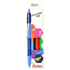 Druck-Kugelschreiber iZee, 4er Etui, Trendfarben Pentel BX470-4COL (3474372223089)