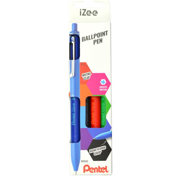 Druck-Kugelschreiber iZee, 4er Etui, Trendfarben Pentel BX470-4COL (3474372223089)