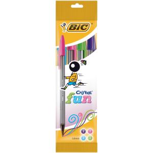 Bic Kugelschreiber Cristal Fun Transparent, Schreibfarbe: Farbsortiert, 4 St. 8957921 (3086123272095)
