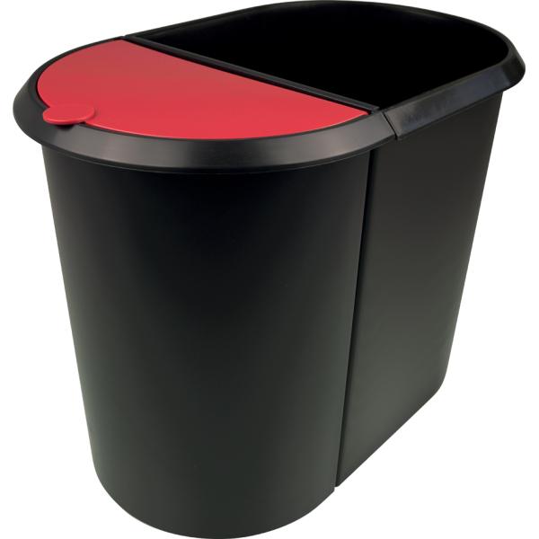 Papierkorb 'the double', oval, PE, silber/ schwarz helit H6220900 (4012086052046)