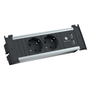 Steckdoseneinheit KAPSA S, 2-fach, 2x USB, 2 m BACHMANN 927.001 (4057298008474)