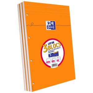 Notizblock, DIN A4, kariert, 4-fach Lochung, 3er Set Oxford 400139960 (3020121070987)